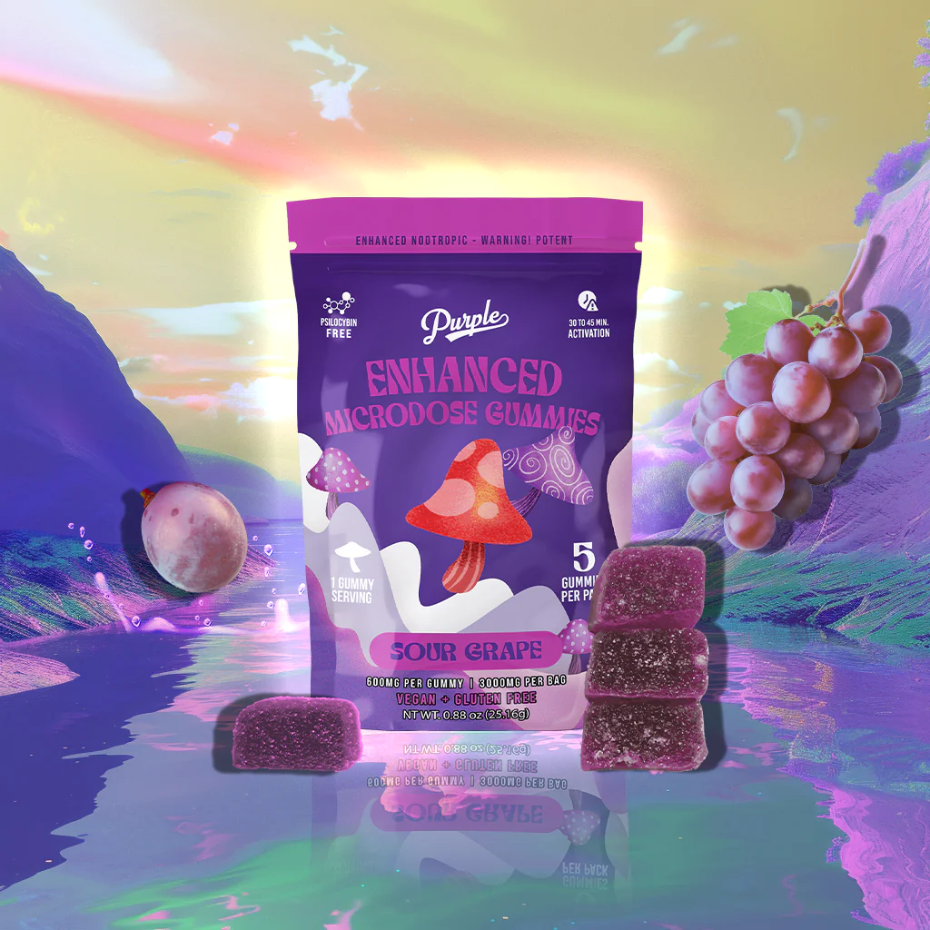 PURPLE MUSHROOM ENHANCED MICRODOSE GUMMIES | SOUR GRAPE